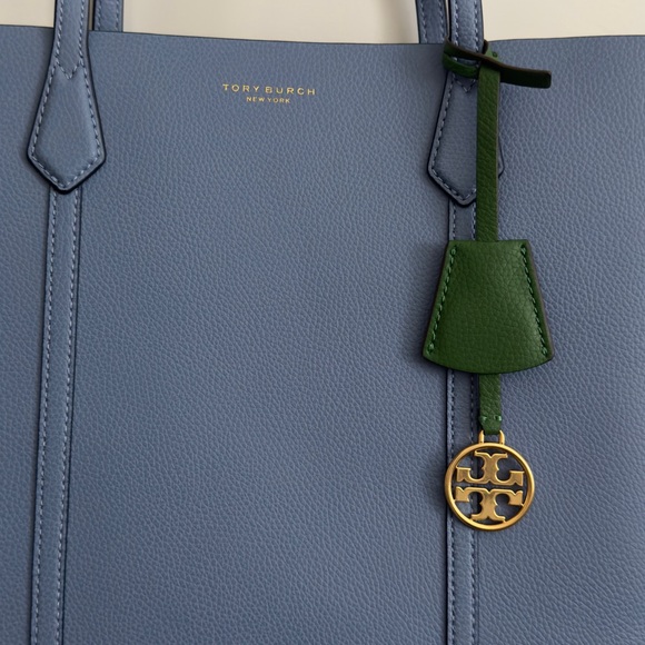Tory Burch Perry Pebbled Leather Triple Compartment Tote Bluewood. New, No Tags. - Picture 3 of 10